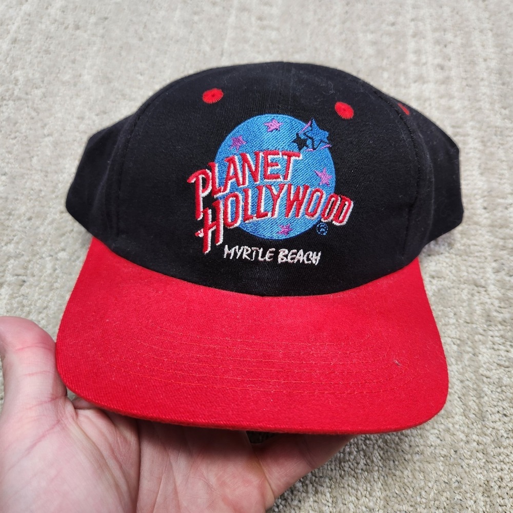 Vintage Planet Hollywood Hat Snapback Cap Myrtle Beach Black 90s Twill